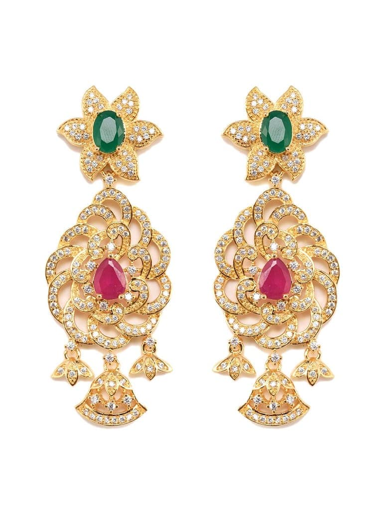 Gold Plated Multi Stone Studded Pendant Style Neclace and Earring Set view 6