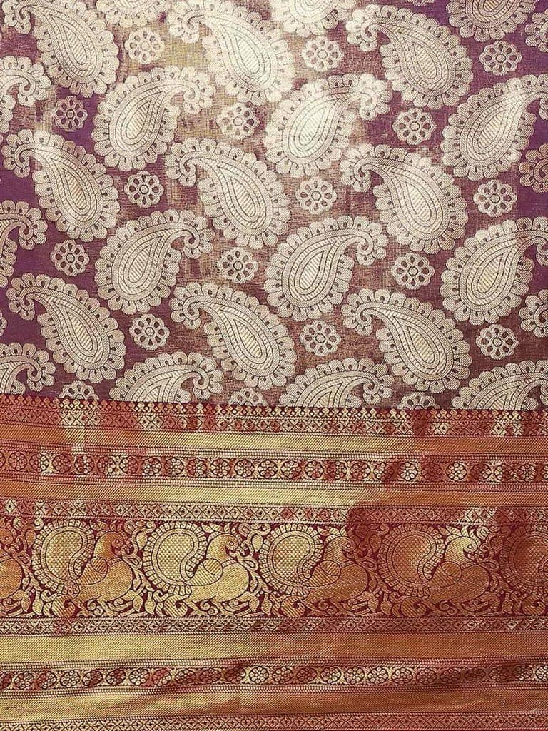 Women's Brocade Soft Silk Zari Woven Saree With Unstiched Blouse Piece view 3