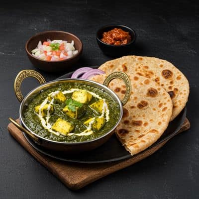 Palak Paneer With Lachcha Parantha