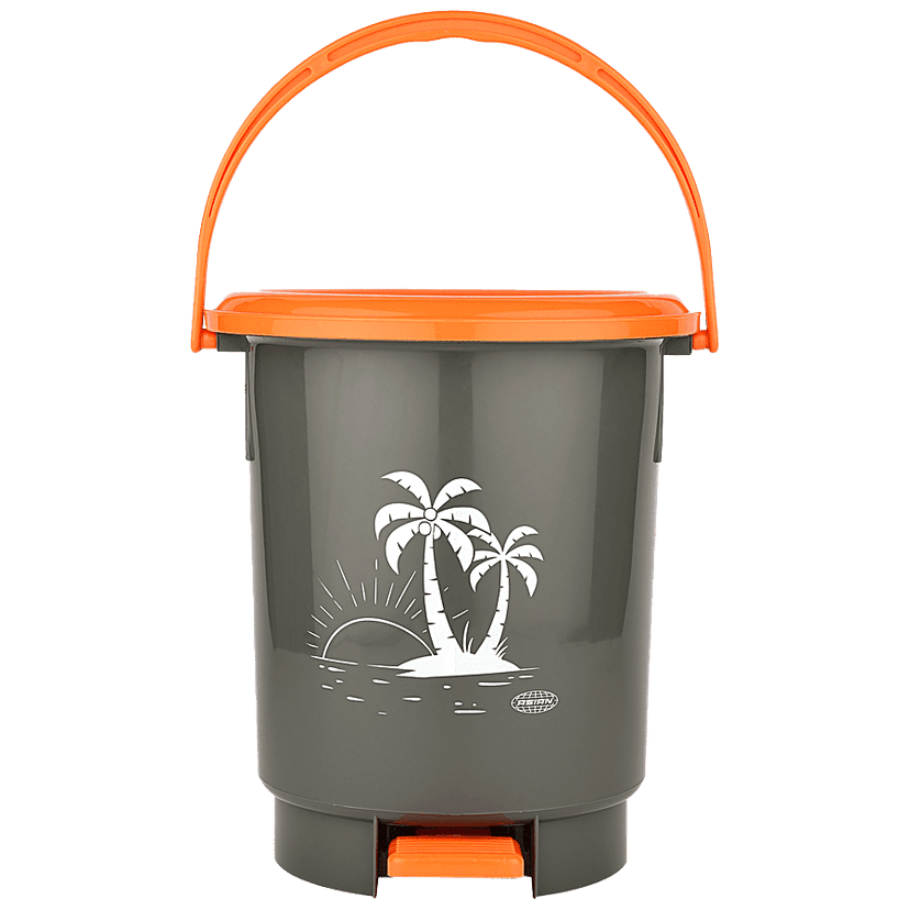 Asian Look Beautiful Dustbin Sr 11.5 Ltr with Handle - Orange, 1 pc