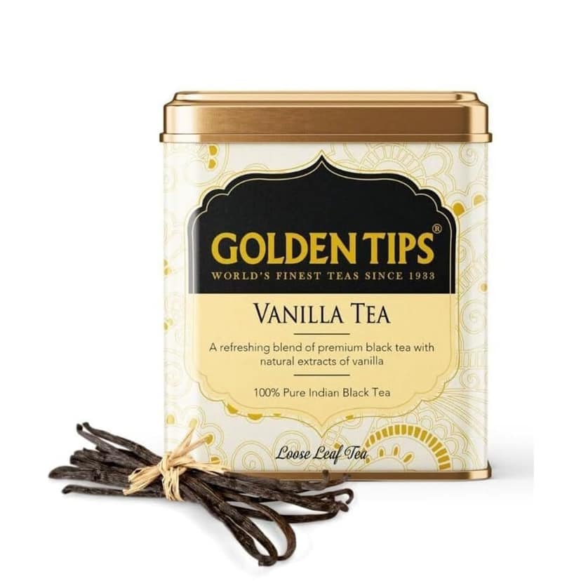 Golden Tips Vanilla Flavour Loose Leaves Black Tea Tin Can (100 Gram , 50 cups) view 3