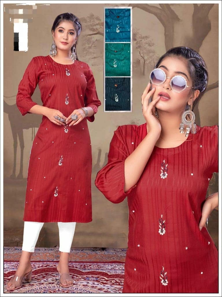 Designer Zardosi Hand Work Embroidery Kurti view 9