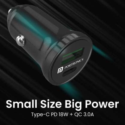 Portronics 20 W Turbo Car Charger (Black) view 2