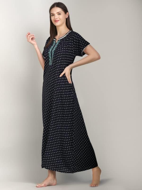 KOI Alpine Nightgown with Floral Embroidery Double Patti Green Large view 3