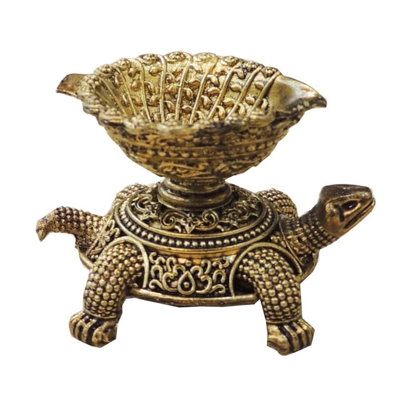 Brass Tortoise Deepak Diya for Pooja & Home Decor, Medium, Height : 2 Inch (BSMAS1821 F) view 3