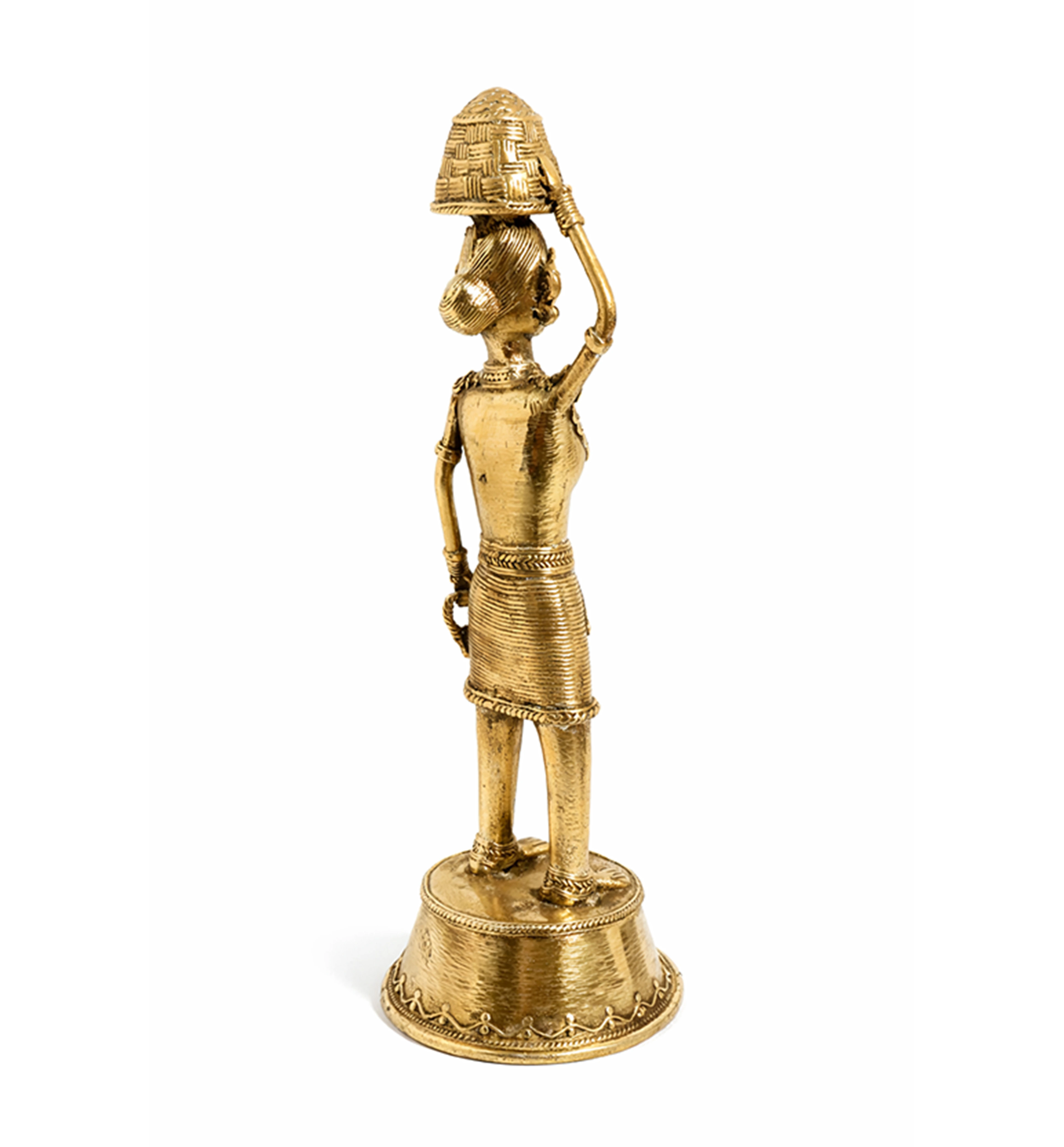 Handcrafted Brass Tribal Woman Figurine – Traditional Bhareva Bell Metal Sculpture view 4