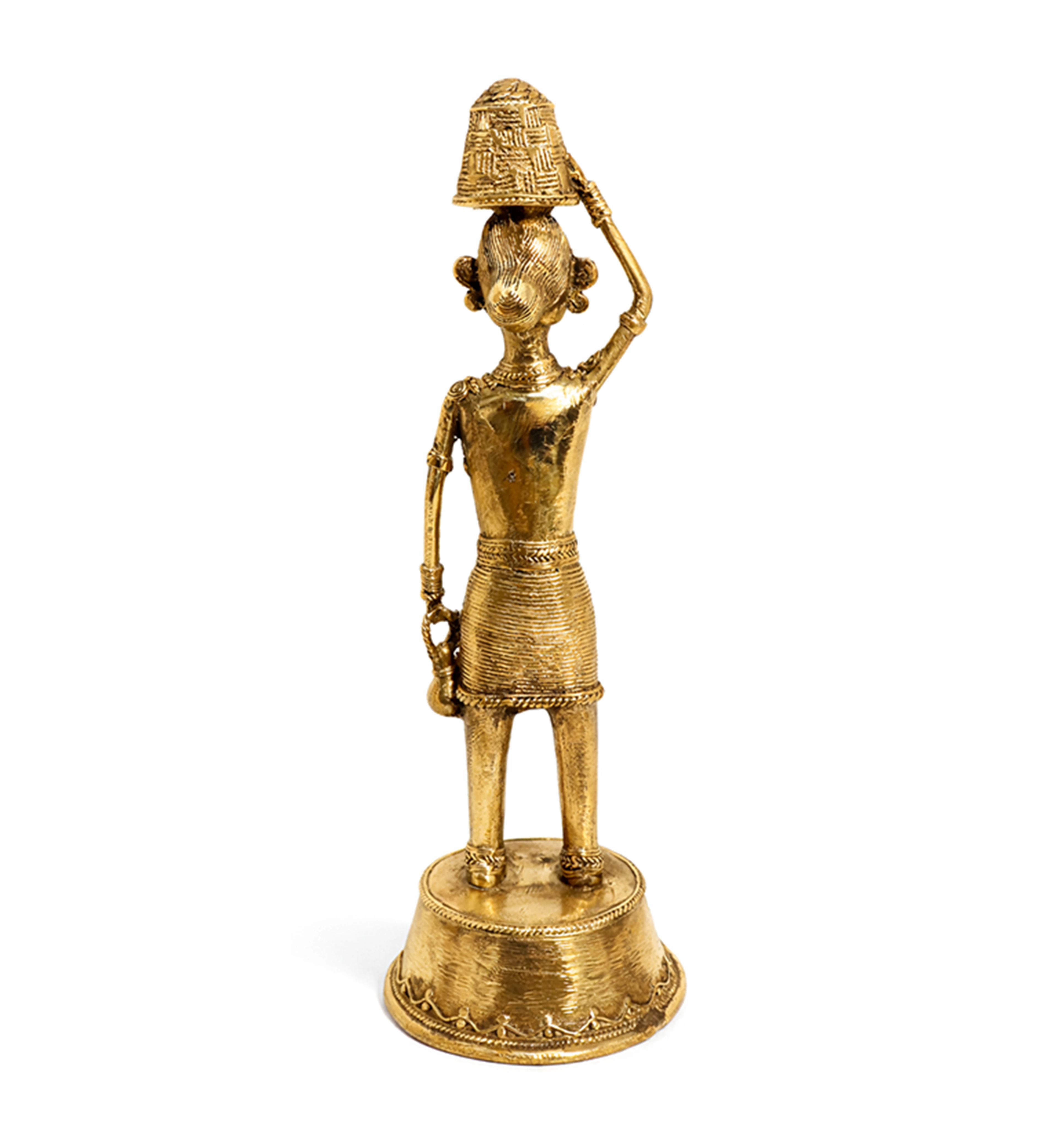 Handcrafted Brass Tribal Woman Figurine – Traditional Bhareva Bell Metal Sculpture view 5