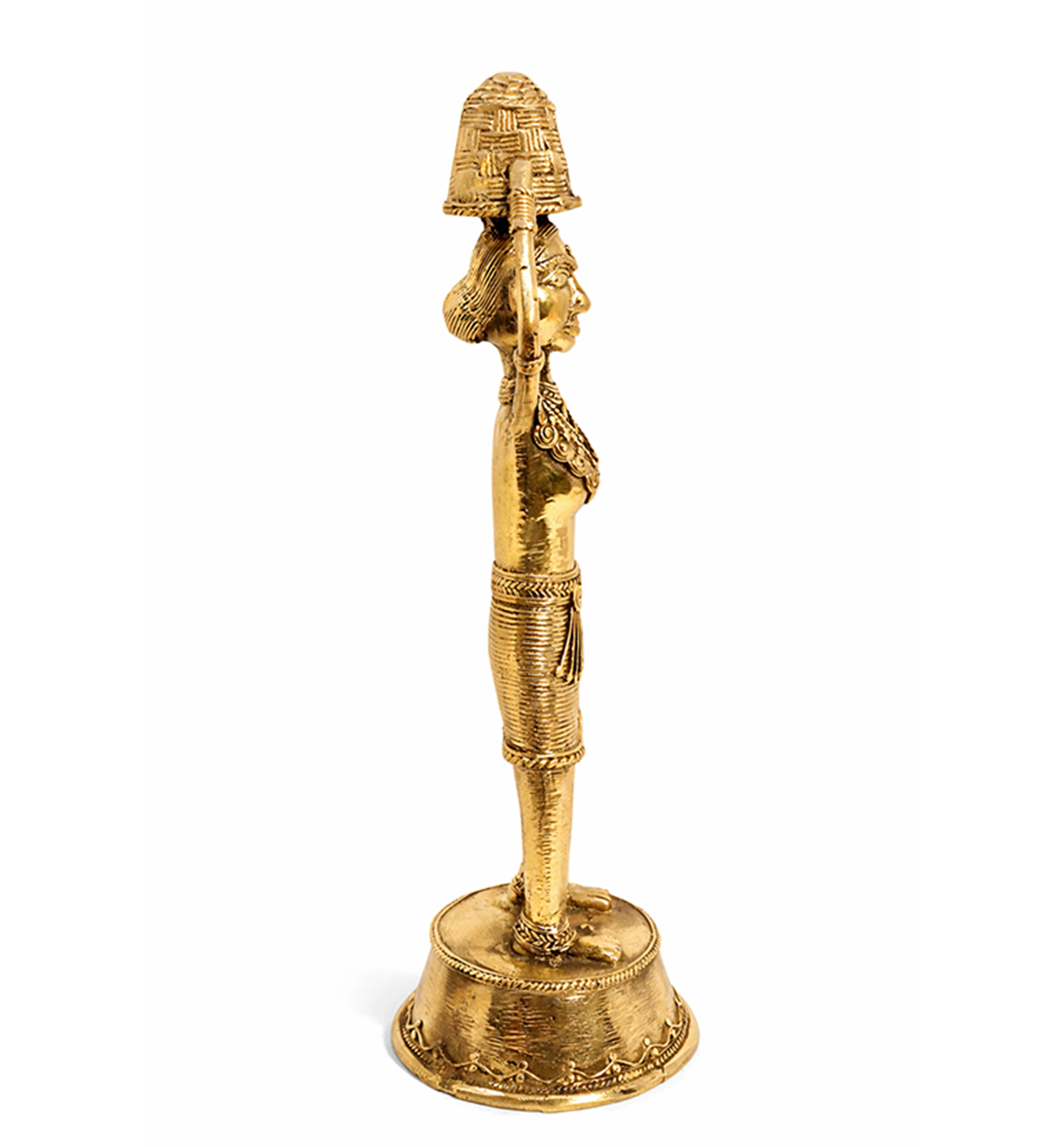 Handcrafted Brass Tribal Woman Figurine – Traditional Bhareva Bell Metal Sculpture view 6