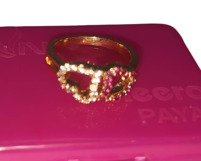 Gold Plated Cubic Zirconia Initial Letter D Ring for Women view 3