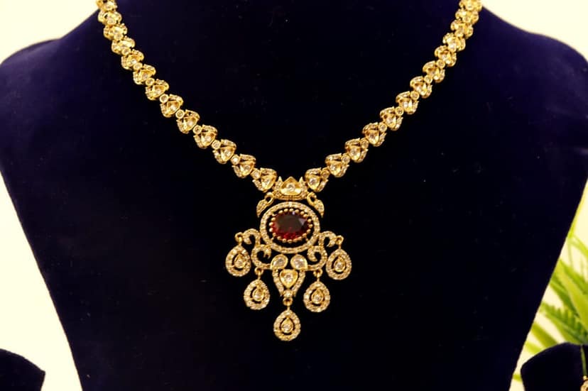 American Diamond Necklace Set With Earrings For Women view 2