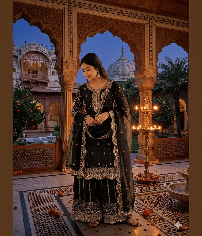 BHAGYASHRAY Women Silk Embroidered Straight Kurti With Patiala Salwar ( Maroon )