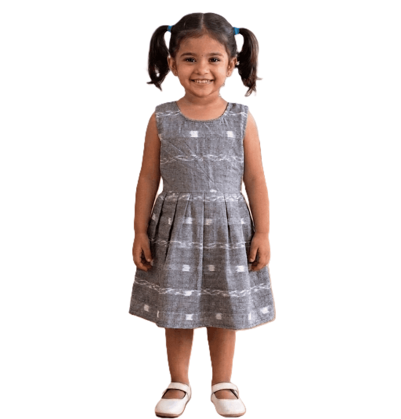 GHL GUENDICHAHAAT Sambalpuri Certified Handloom Cotton Girl's Frock | Ikat Ethnic Wear Dress for Kids | Comfortable Traditional Outfit for Girls