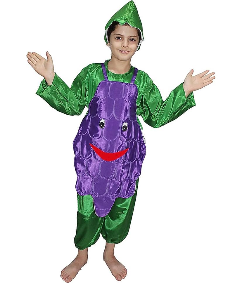 Kaku Fancy Dresses Grapes Cutout Costume With Cap For Kids (Free Size) view 2