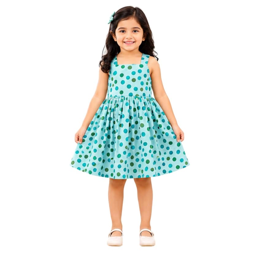 luster Baby Girls' Cambric Cotton Frock Age (1 to 5) (4-5 Years, Pista)