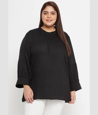 VINAAN Women's Rayon Regular Top ( Black )