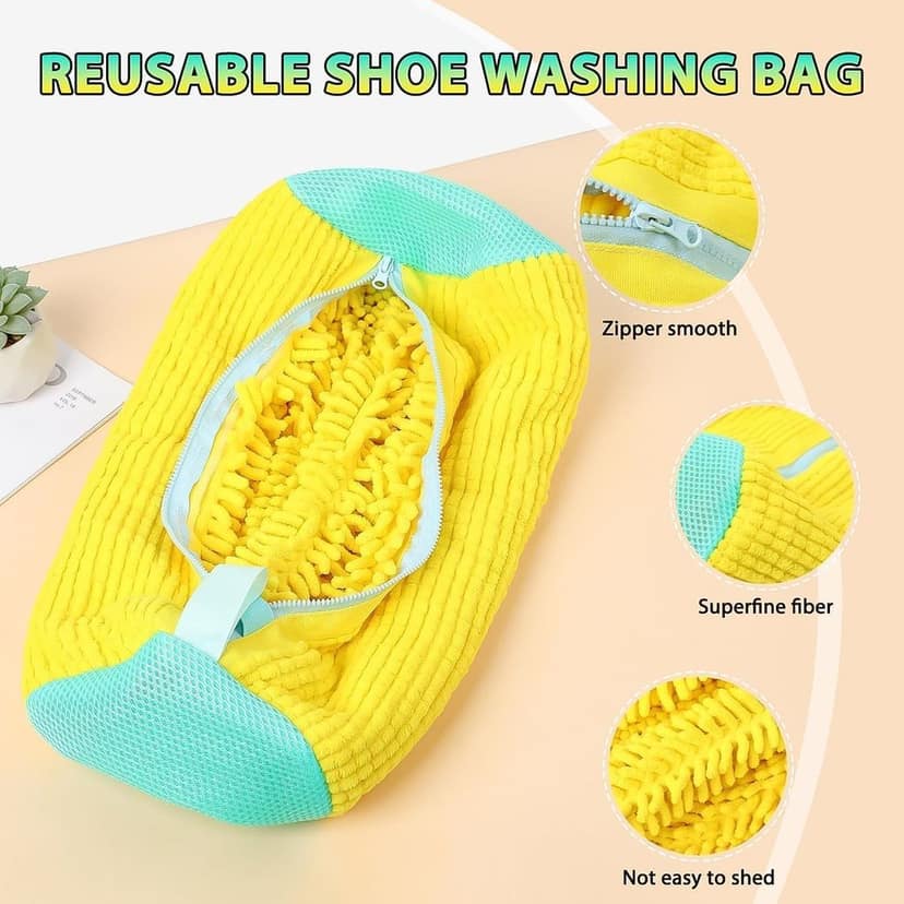 Shoe Washing Machine Bag with Microfiber Chenille Lining & Zipper (1 Pc) view 4
