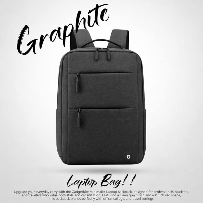 GadgetBite Graphite 20L Laptop Backpack with 15.6" Laptop Compartment, USB Charging Port, Organiser Pockets and Bottle Holder. Ideal for Office, College and Travel view 2