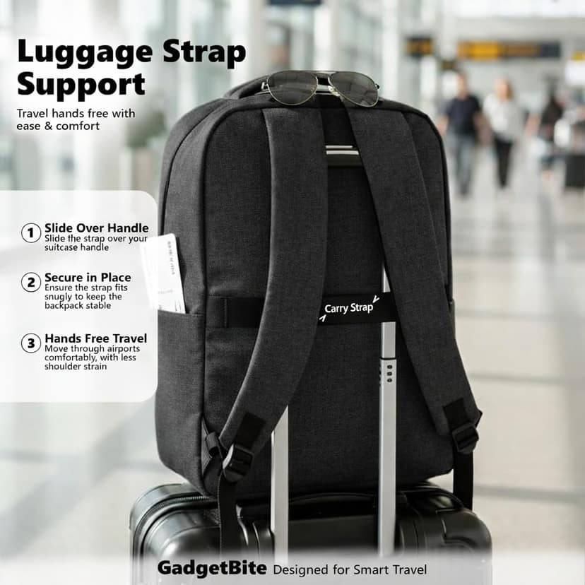 GadgetBite Graphite 20L Laptop Backpack with 15.6" Laptop Compartment, USB Charging Port, Organiser Pockets and Bottle Holder. Ideal for Office, College and Travel view 3