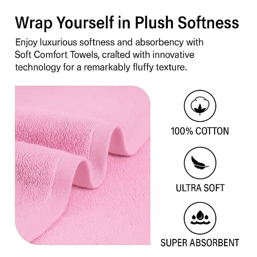 Premium 100% Cotton Bath Towel | 140x70 cm, 500 GSM | Towels for Bath Large Size, Big Bath Towel – Stylish Daily Use view 3