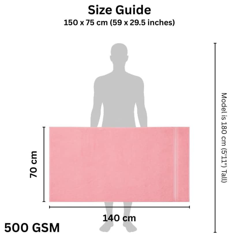 Premium 100% Cotton Bath Towel | 140x70 cm, 500 GSM | Towels for Bath Large Size, Big Bath Towel – Stylish Daily Use view 4