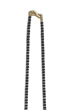 Black Beads Mangalsutra with Green Stone Pendant view 3