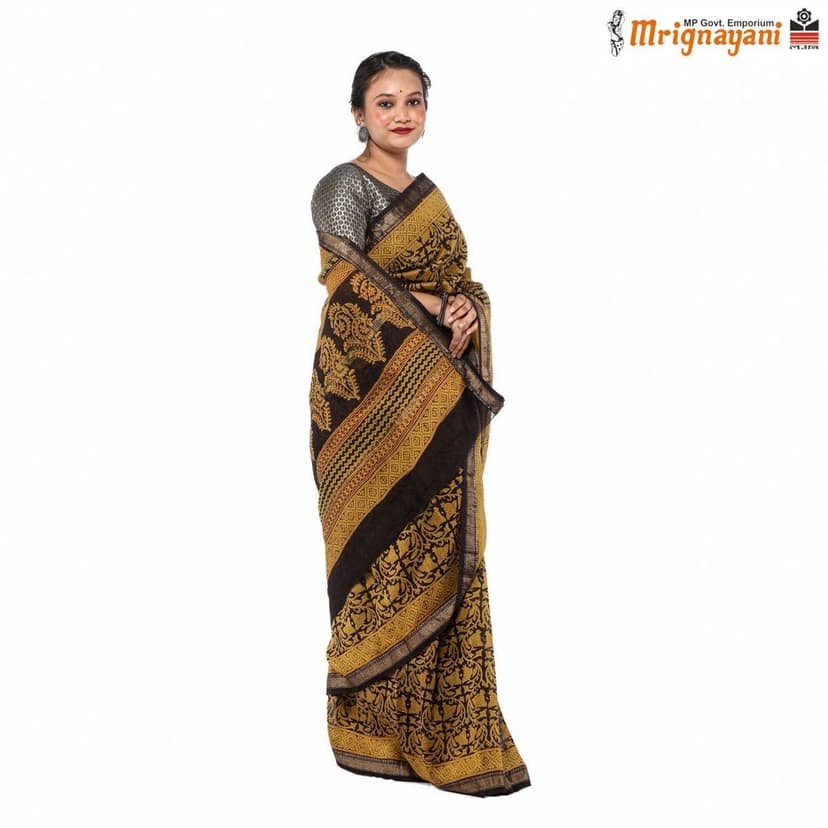 HANDLOOM MAHESHWARI SILK SAREE WITH BLOUSE (SKU - 3I0101170522, SAREE-1069) view 2