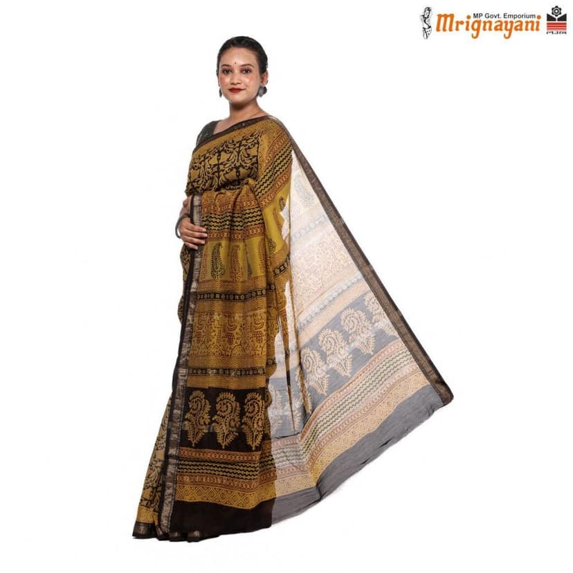HANDLOOM MAHESHWARI SILK SAREE WITH BLOUSE (SKU - 3I0101170522, SAREE-1069) view 3