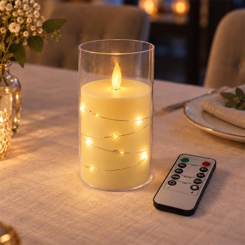 Flameless LED Candle with Remote and Light Wire for Home Table Decor (1 Pc) view 3