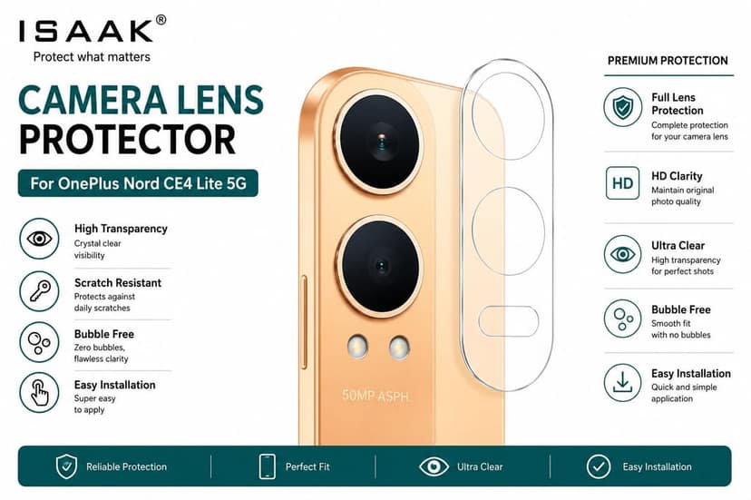 ISAAK Back Camera Lens Protector compatible for OnePlus Nord CE4 Lite 5G (Pack of 2) view 2