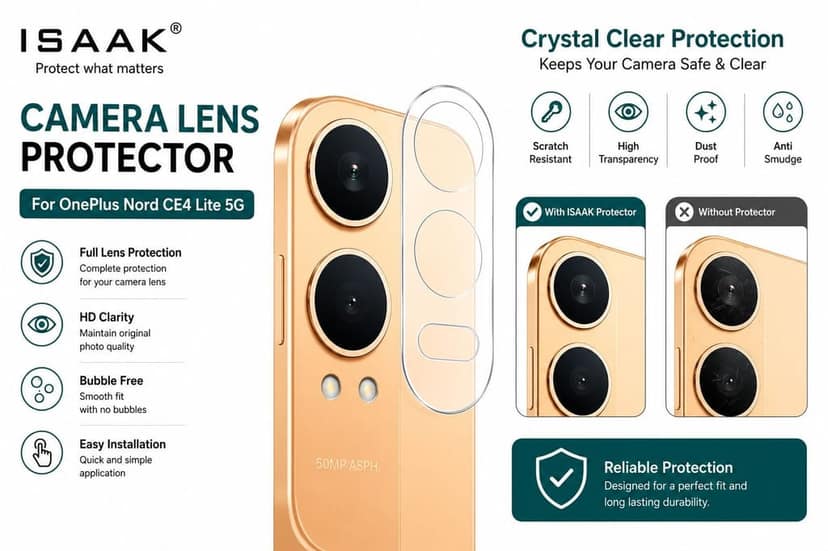 ISAAK Back Camera Lens Protector compatible for OnePlus Nord CE4 Lite 5G (Pack of 2) view 3