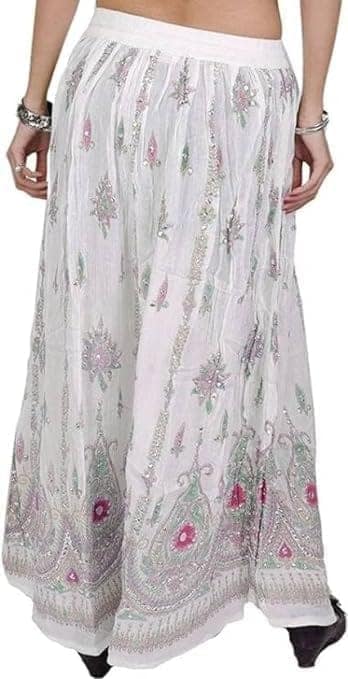 Ukal Traditional Long Skirt Lehenga with Printed Flowers and Embroidered Sequins for Women's and Girl's view 2