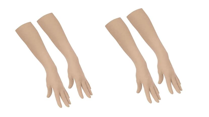Nawani Unisex Cotton Full Hand Sun Protection Cover Gloves (Beige) - Set of 2 Pairs