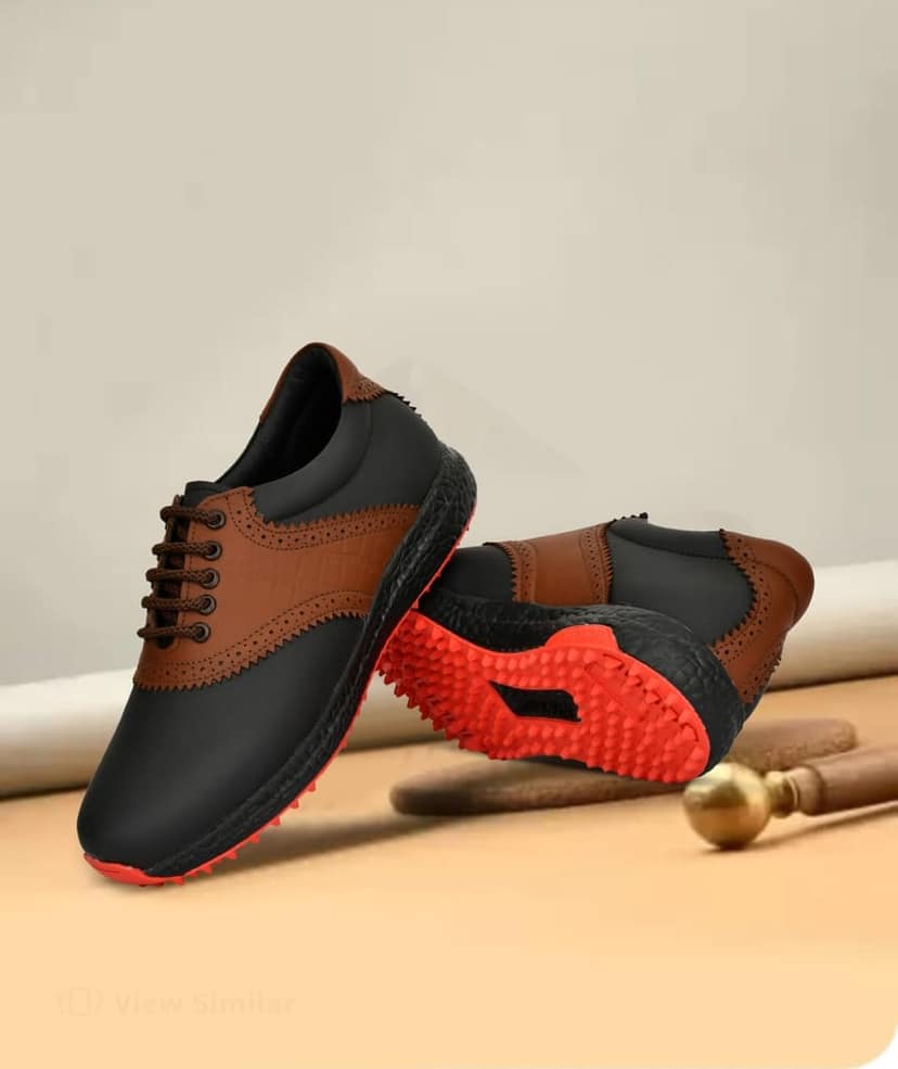 HITCARO Men's Proffessional Leather Golf Shoes | Lace-Up | Waterproof | Comfortable | Breathable view 6