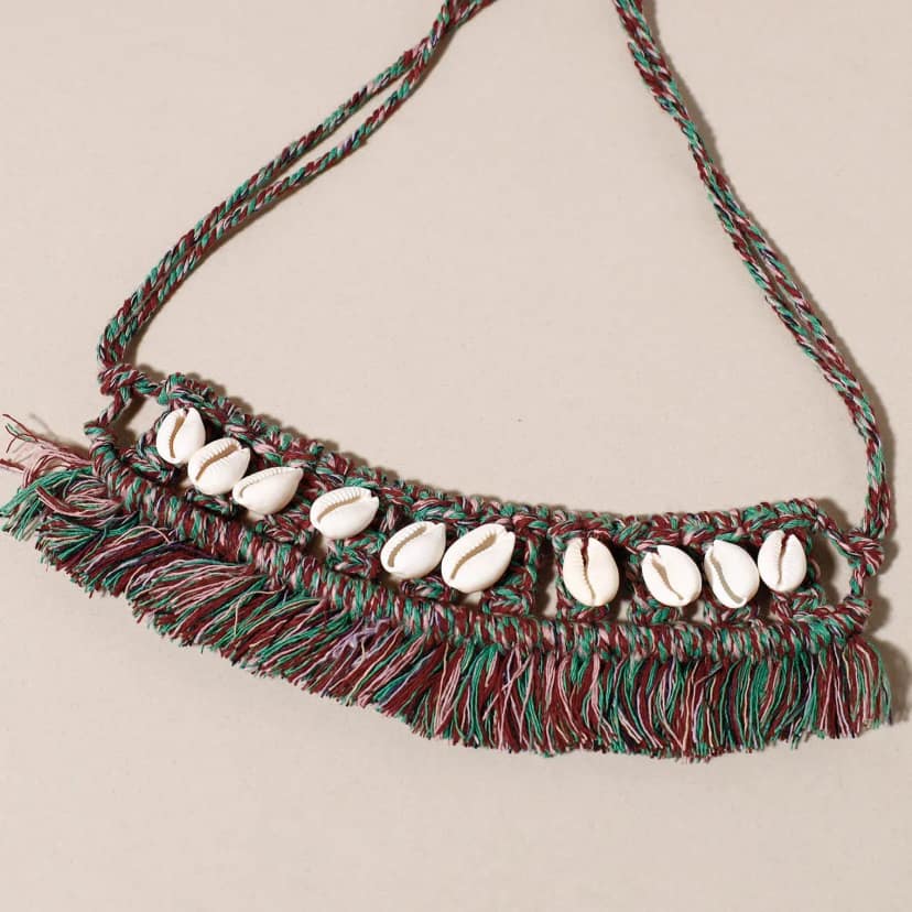 Multicolor Thread & Seashell Macrame Choker view 3