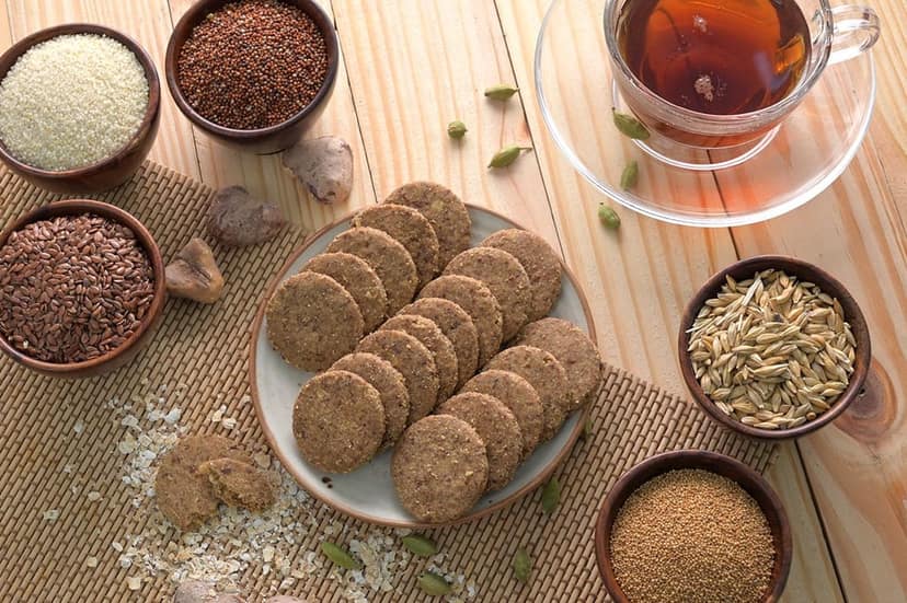 4 Combo Pack Millet Cookies (Each 200g) (Ragi Cow Desi Ghee Cookies, Bajra Cow Desi Ghee Cookies, Jowar Coconut Cookies, Multigrain Cookies) view 3