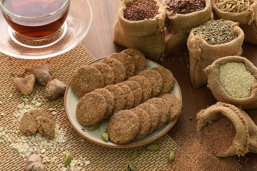 4 Combo Pack Millet Cookies (Each 200g) (Ragi Cow Desi Ghee Cookies, Bajra Cow Desi Ghee Cookies, Jowar Coconut Cookies, Multigrain Cookies) view 4