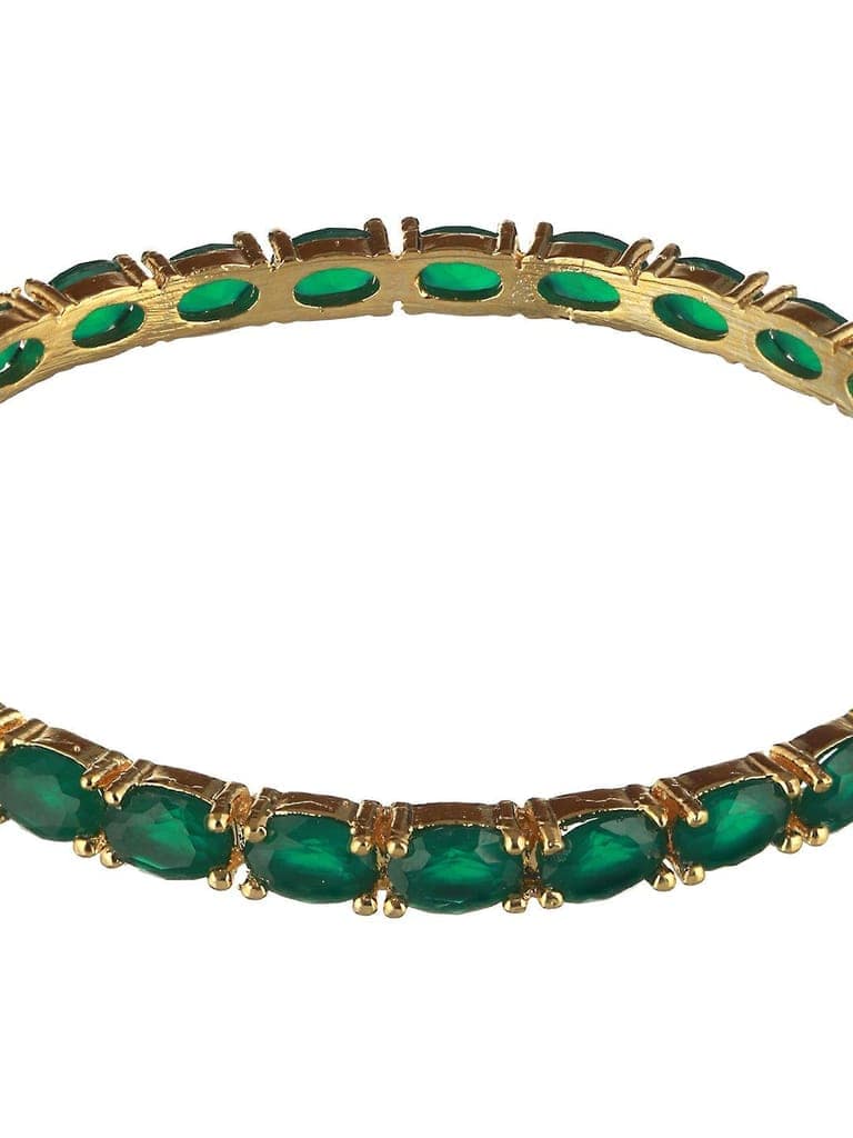 Gold Plated Set of 4 Green Emerald Stone Studded Bangles view 6