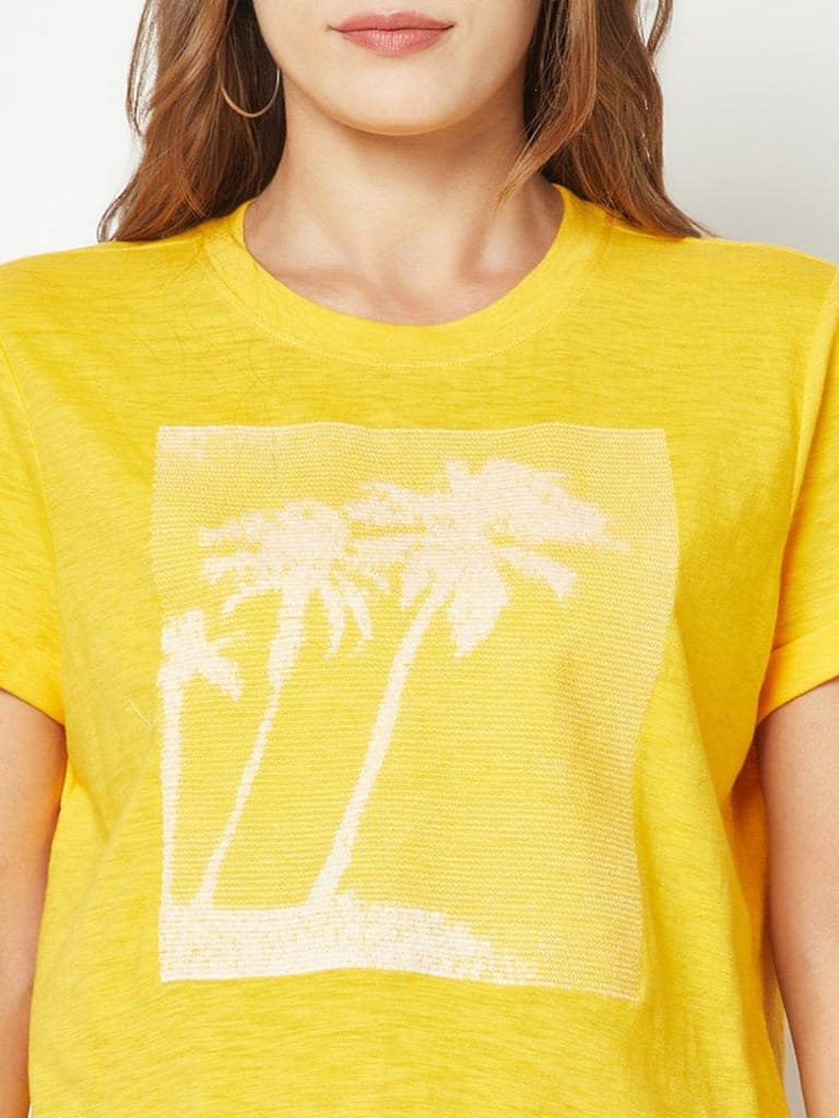 Yellow Embroidered T-Shirt view 5