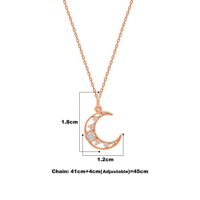 Rose Gold Cresent Pendant with Chain view 4