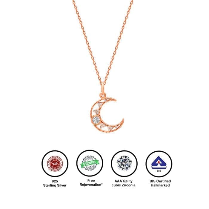 Rose Gold Cresent Pendant with Chain view 6