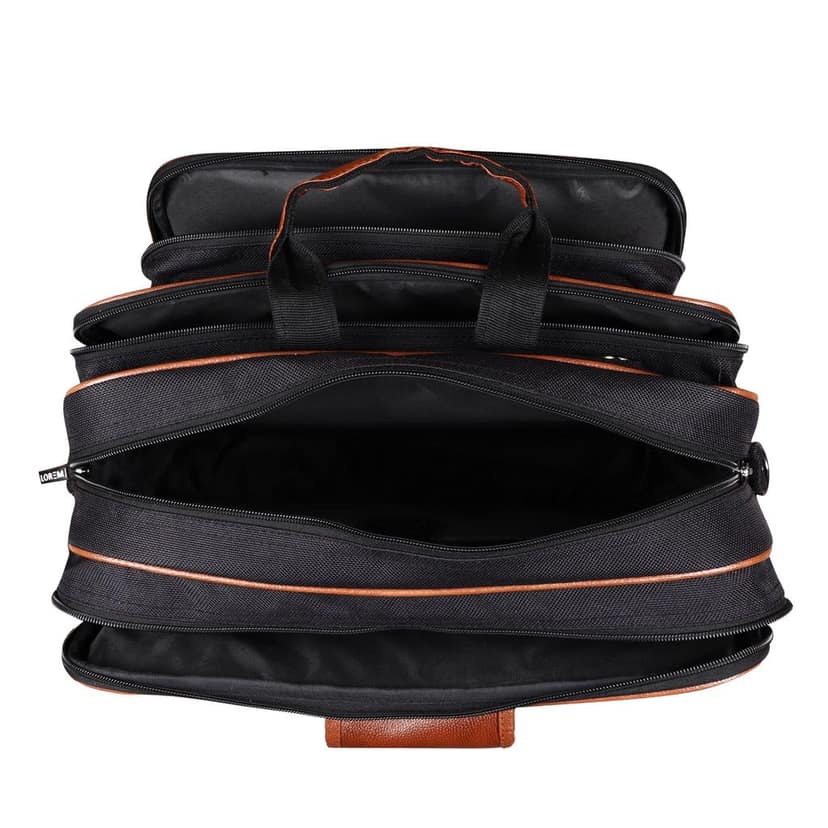 LOREM Black & Tan Color PVC Coated Fabric 28L Laptop Messenger Bag For Men BG109 view 4