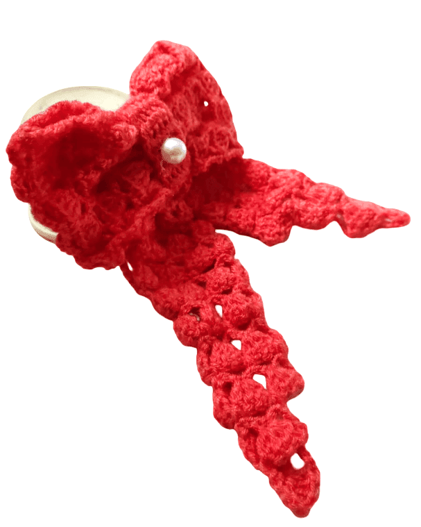 Handmade Crochet Lace Bow Brooch / Decorative Bow Applique view 3