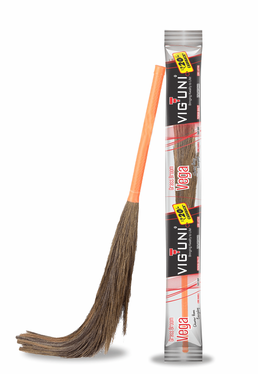 VEGA Eco-Friendly Grass Broom - Natural Fiber Cleaning Tool for Home & Outdoor Use