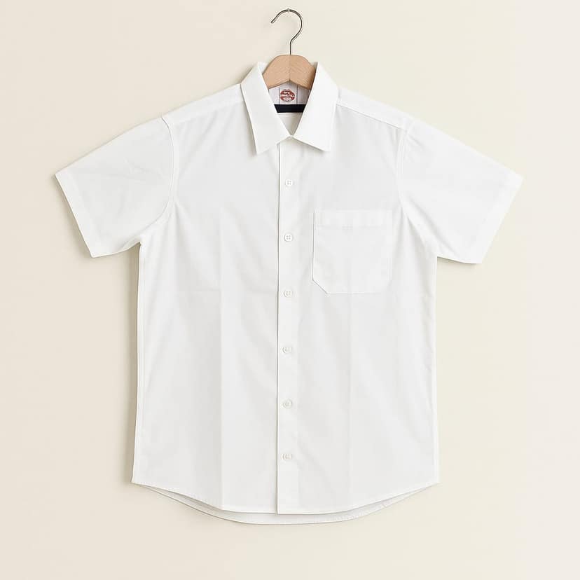 mens pure cotton half sleeves white shirt view 2