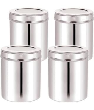 STEEPLE Steel Silver Multi-Purpose Container ( Set of 4 )