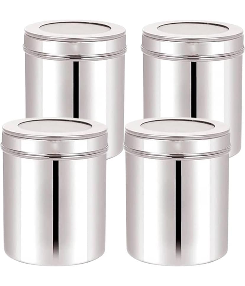 STEEPLE Steel Silver Multi-Purpose Container ( Set of 4 )