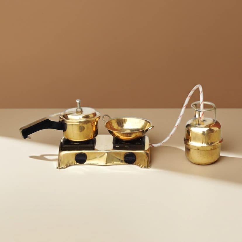 Brass Mini Kitchen Set | Handmade Miniature Toy | Traditional Play Decor, Height : 2.2 Inch (FMAS081)