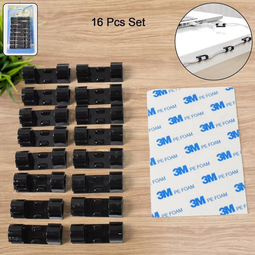 Plastic Wire Cord Cable Clips Organizer Holder (16 Pcs Set) view 3