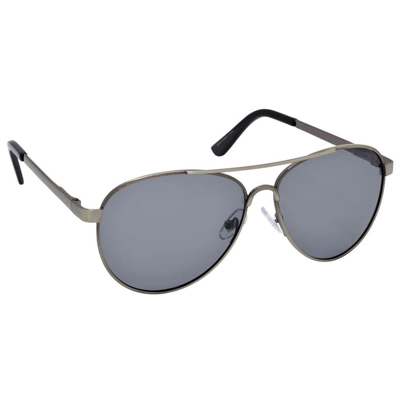 Stylish Pilot Full-Frame Metal Polarized Sunglasses for Men and Women | Black Lens and Steel Grey Frame | HRS-KC1015-LGRY-BK-P view 2