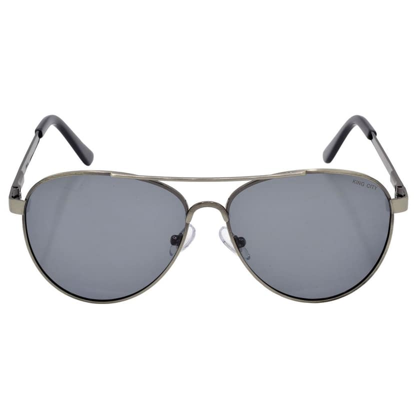 Stylish Pilot Full-Frame Metal Polarized Sunglasses for Men and Women | Black Lens and Steel Grey Frame | HRS-KC1015-LGRY-BK-P view 3